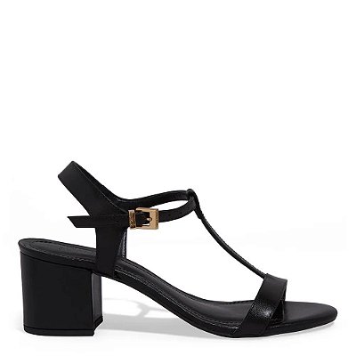 SANDÁLIA COURO SANTA LOLLA CONFORT SALTO BLOCO PRETA