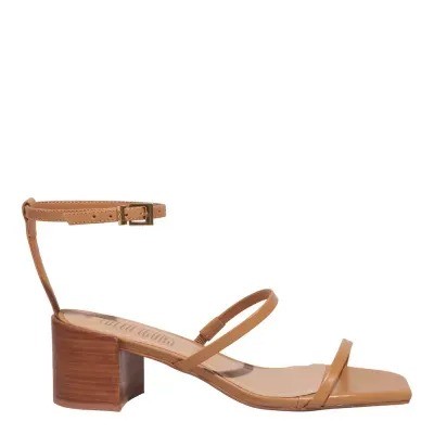 SANDÁLIA COURO CONFORT SANTA LOLLA CARAMELO SALTO BLOCO