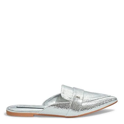 MOCASSIM MULE SANTA LOLLA METALIZADO GLOW PRATA BICO FINO