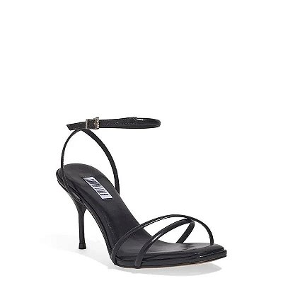 SANDÁLIA NAPA SANTA LOLLA  ACOLCHOADA SALTO MÉDIO PRETA