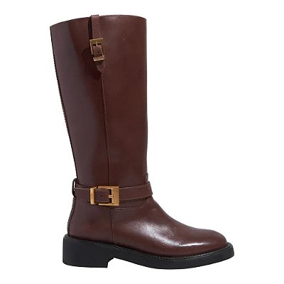 BOTA COURO CONFORT BOOT CANO ALTO MONTARIA SANTA LOLLA MARROM DARK