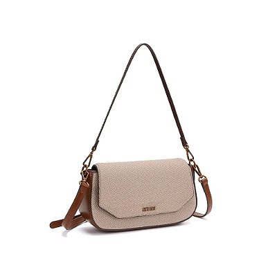 BOLSA BAGUETE SANTA LOLLA CANVAS BEGE ALÇA DUPLA