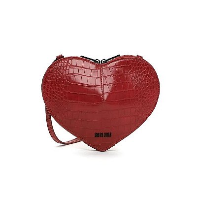 BOLSA CORAÇÃO CROCO VERMELHO BLOOD SANTA LOLLA ALÇA TRANSVERSAL
