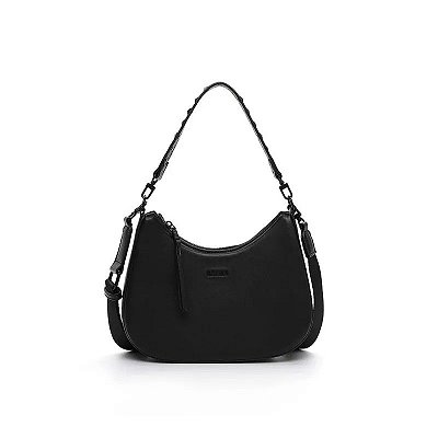 BOLSA BAGUETE MÉDIA SOFT SANTA LOLLA PRETO ALÇA SPIKES