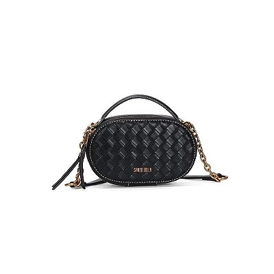 BOLSA PEQUENA TRESSÊ SANTA LOLLA PRETO PESPONTOS ALÇA CORRENTE