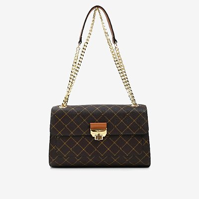 BOLSA DE OMBRO JORGE BISCHOFF MONOGRAMA MARROM