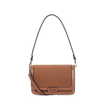 BOLSA BAGUETE SANTA LOLLA TRESSÊ ESTRUTURADA MARROM TERRACOTA