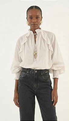 BLUSA AMPLA MANGAS BUFANTES BABADOS COLCCI