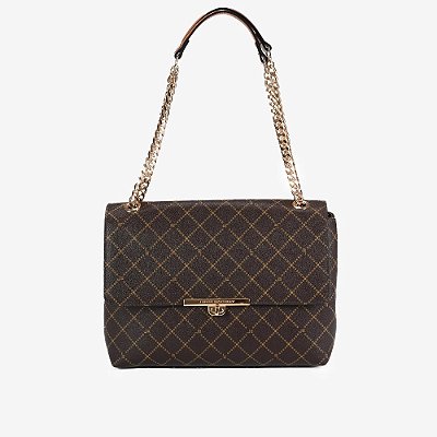 BOLSA DE OMBRO MARROM MONOGRAMA JORGE BISCHOFF