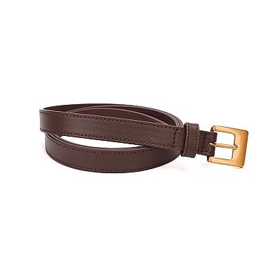 CINTO COURO SANTA LOLLA LISO MARROM FIVELA DOURADA
