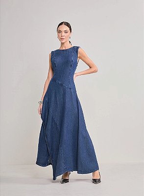 VESTIDO JEANS LONGO FORUM GODÊ