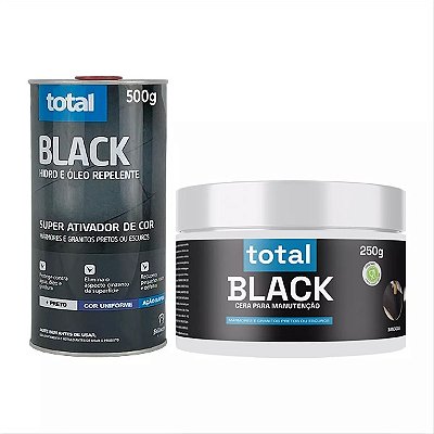 Kit  Ativador de Cor + Cera Total Black Para Mármore E Granito