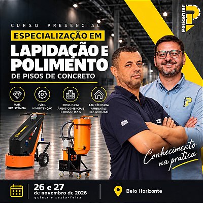 Curso Presencial Especialização em Lapidação e Polimento de Pisos de Concreto em Belo Horizonte- Turma Novembro 2026