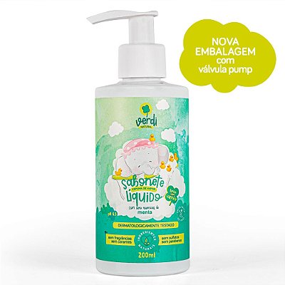 Sabonete Líquido e Shampoo 100% Natural Espuma de Vapor com Óleo Essencial de Menta - Verdi