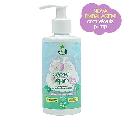 Sabonete Líquido e Shampoo Infantil Relaxante com Óleos Essenciais de Lavanda e Laranja Doce - Verdi