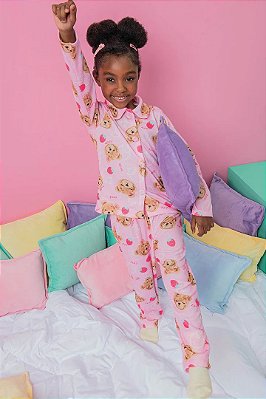 Conjunto Bears de Pijama de Casaco e Calça em Fleece - Kukiê