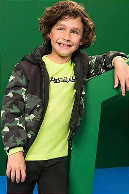 Jaqueta Puffer Camuflada em Nylon - Lucboo