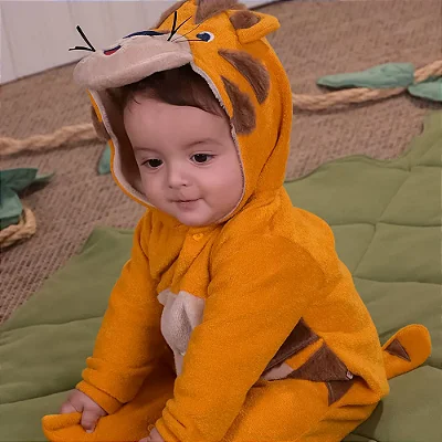Macacão Infantil Divertido Plush Buckle/Pelucia Tigre - Upi Uli