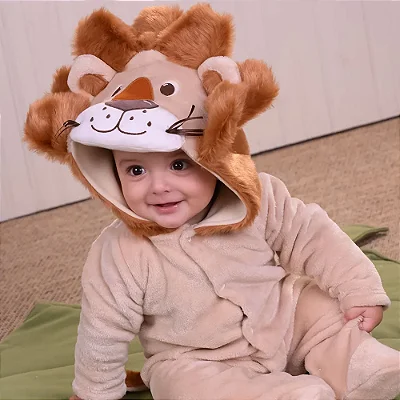 Macacão Divertido Pele Fleece/Pele Suave Leão - Upi Uli