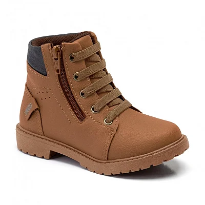 Bota Klin Coturno Infantil Menino Cadarço Caramelo