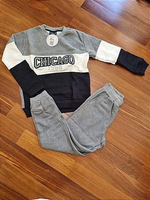 Conjunto Juvenil Vrasalon Blusão Estampa Chicago + Calça Jogger