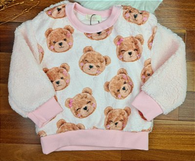 Blusão Bear em Pelo Carneirinho Rosa - Kukiê