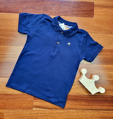 Camisa Polo Marinho Manga Curta em Suedine Up Baby