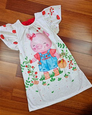 Vestido em Cotton Linho Fazendinha Kukiê