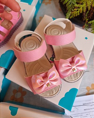 Sandália Infantil Bebê Pimpolho Rosa com Sola Glitter