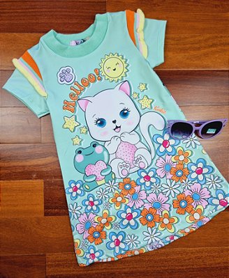 Vestido em Neo Fresh Gatinho Kukiê