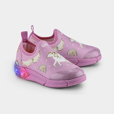 Tênis Infantil de Luz Bibi Space Rosa de Unicórnio