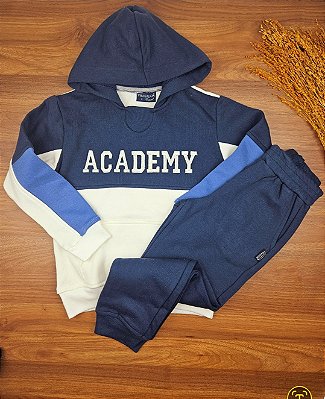 Conjunto Blusa com Capuz e Calça em Moletom Flanelado Academy Vrasalon