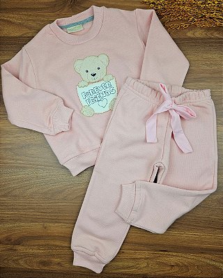Conjunto Blusa e Calça em Moletom Flanelado Ursinho Vrasalon