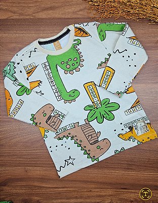 Camiseta Manga Longa em Meia Malha Bege Up Baby