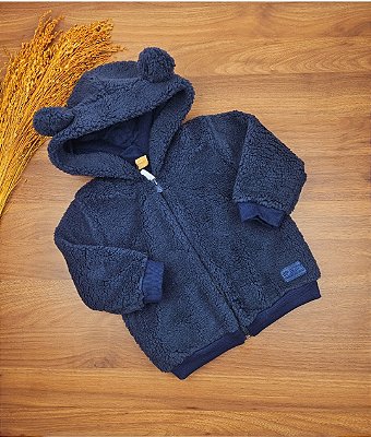 Casaco em Pelo Carneirinho Meia Malha Azul Escuro Up Baby