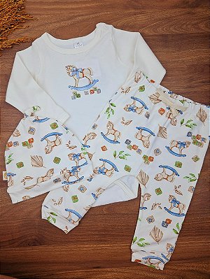 Conjunto Body em Manga Longa e Calça em Suedine Up Baby