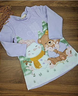 Vestido em Algodão Boneco de Neve Kukiê