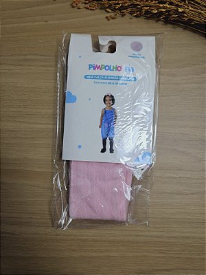 Meia calça algodão canelada 02 A 03 anos feminino Pimpolho Rosa