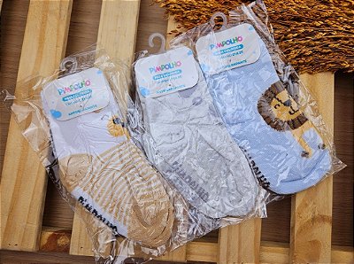 Kit Meia com Antiderrapante 21 a 25  Pimpolho 3 pares