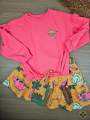 Conjunto Blusão em Molecotton e Short Saia em Cotton e Molecotton Up Baby