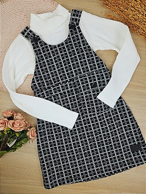 Conjunto Blusa Ribana e Salopete Malha Jacquard Up Baby
