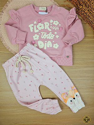 Conjunto de Blusão em Moletom com Calça em Termoskin Peluciado Infanti