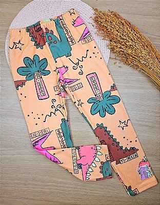 Calça Legging em Malha Peluciada Laranja Up Baby