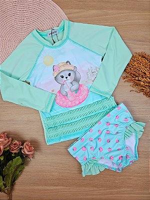 Conjunto de Blusa e Calcinha em Malha Uv Dry com Proteção Uv 50+ Infanti