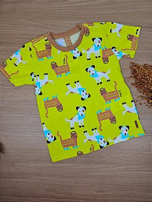 Camiseta Manga Curta em Meia Malha Cachorrinhos Verde Up Baby
