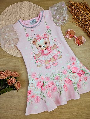 Vestido em Fly Tech e Tule Corações Kukiê