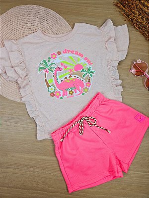 Conjunto Blusa Malha Linho e Short Moletom sem Felpa Up Baby