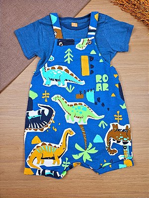 Conjunto Jardineira em Moletom sem Felpa e Body Malha Flamê Up Baby
