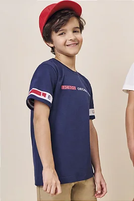 Camiseta em Meia Malha Azul Marinho LucBoo