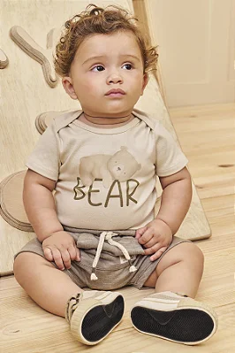 Conjunto de Body em Ribana 1x1 e Bermuda em Mesclado Bicolor com Elastano LucBoo